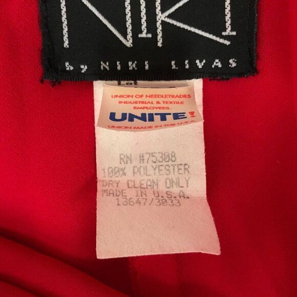 Vintage 90s Niki Livas Red Spaghetti Strap Prom Evening Gown Maxi Dress / Size 4 - Picture 8 of 8